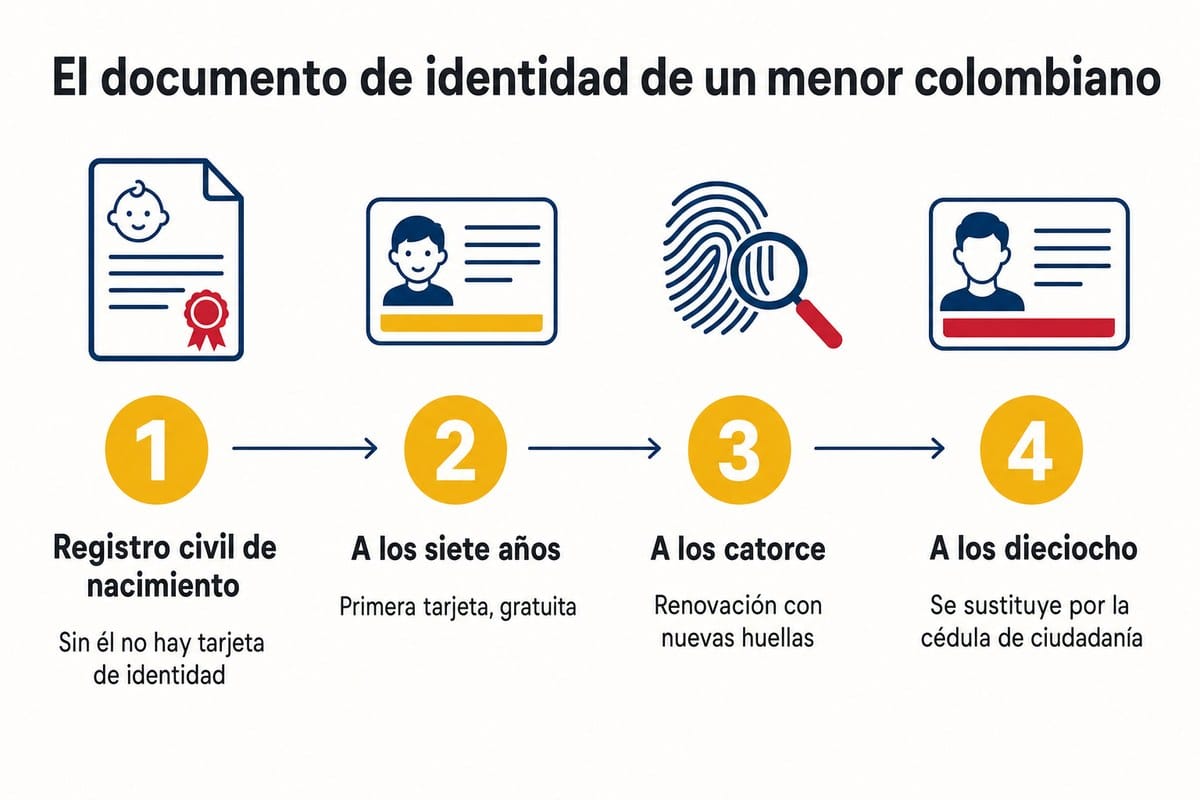 El documento de identidad de un menor colombiano